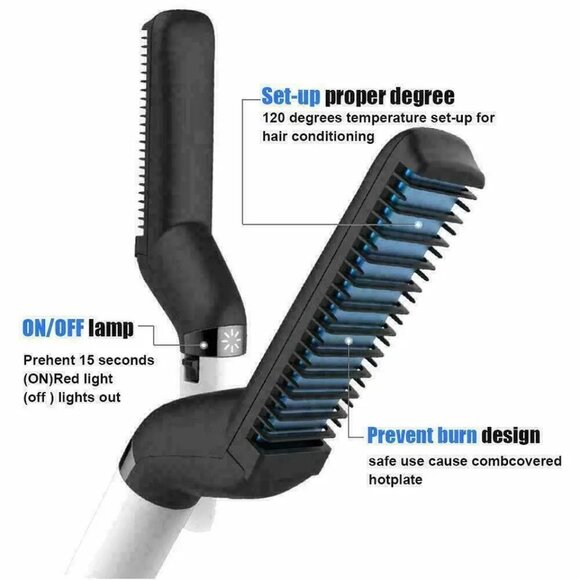 Quick Beard Straightener Multifunctional Hair Comb Curling Curler Show Cap - Picture 6 of 8